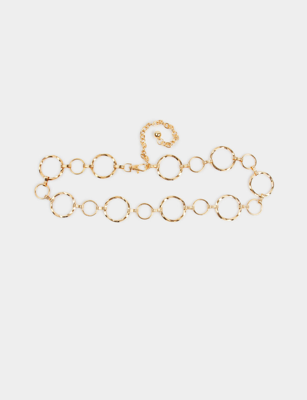 Cintur&oacute;n anillas de metal amarillo oro mujer