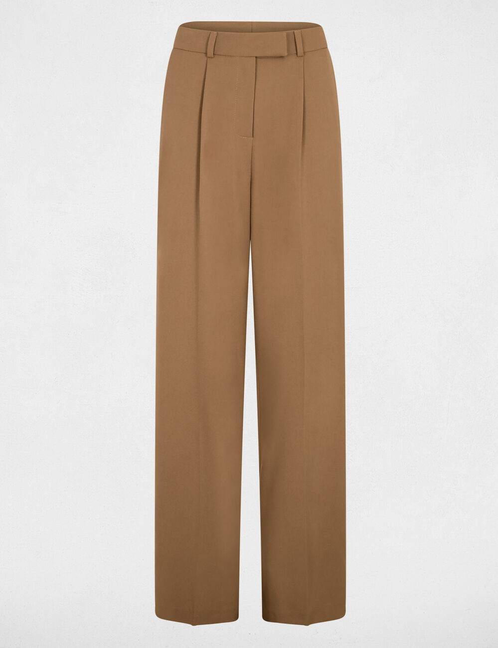 Pantal&oacute;n ancho de tiro alto marr&oacute;n mujer