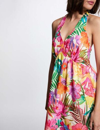 Vestido fluido con estampados multicolor mujer