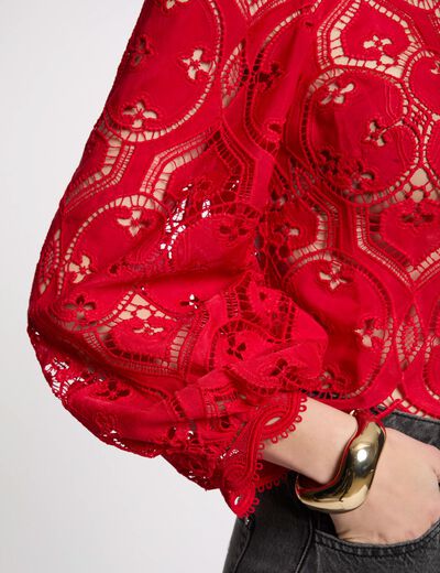 Blusa manga larga rojo mujer