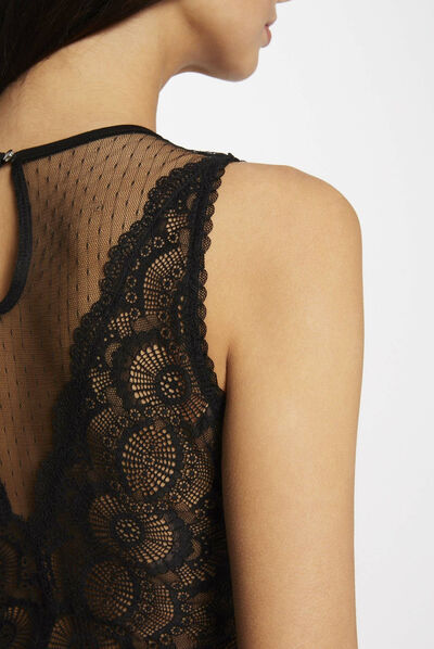 Body sin mangas con encaje negro mujer