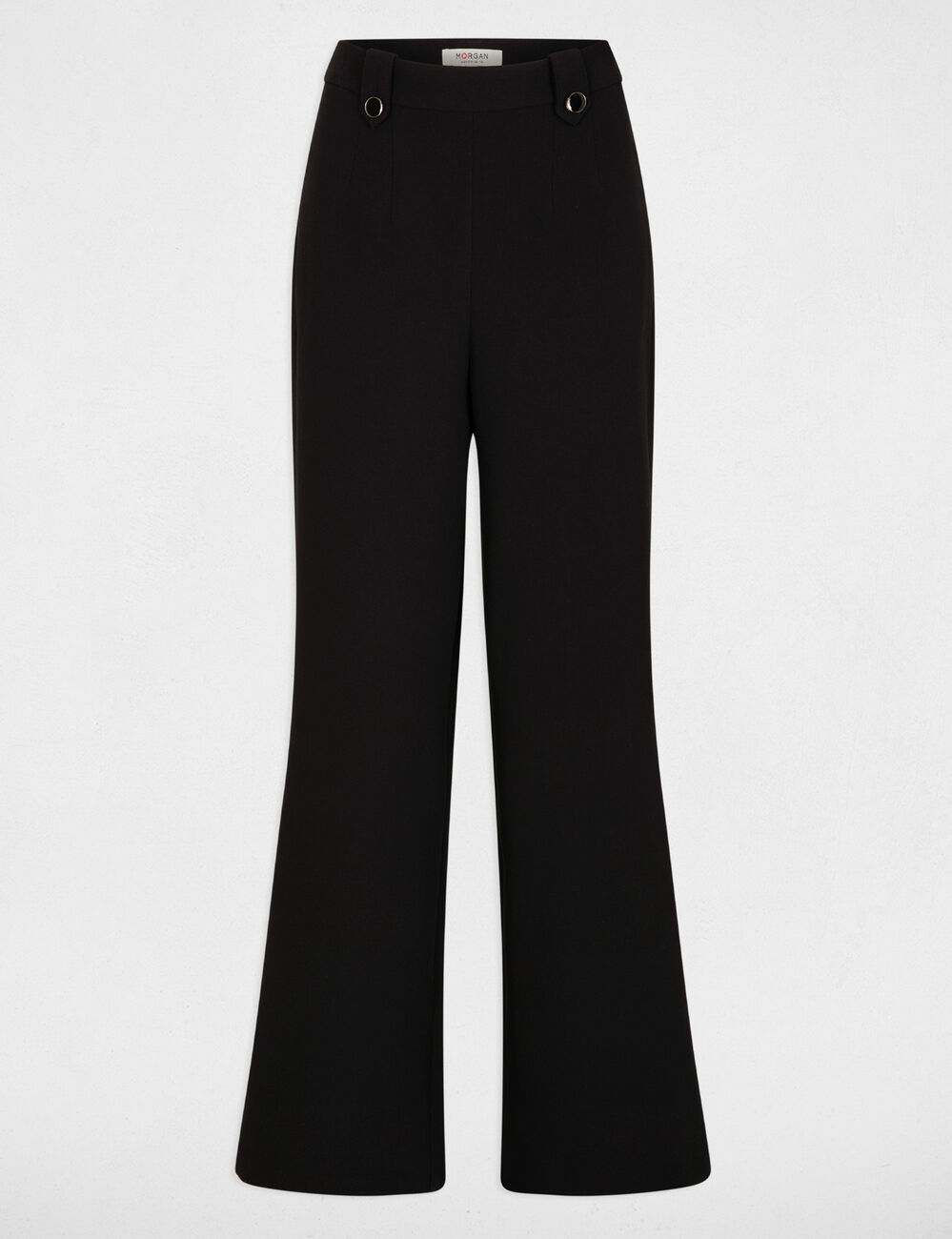 Pantal&oacute;n ancho de tiro alto negro mujer
