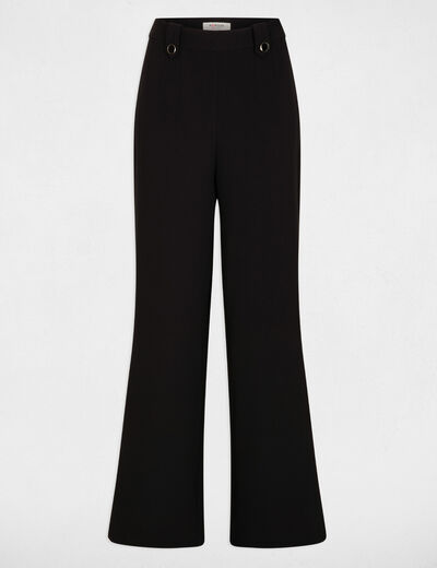 Pantal&oacute;n ancho de tiro alto negro mujer