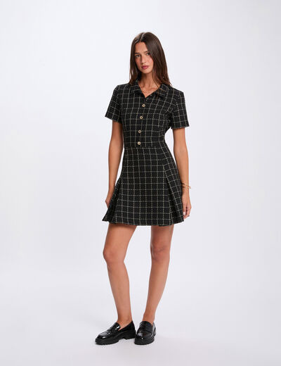 Vestido ajustado con pliegues negro mujer
