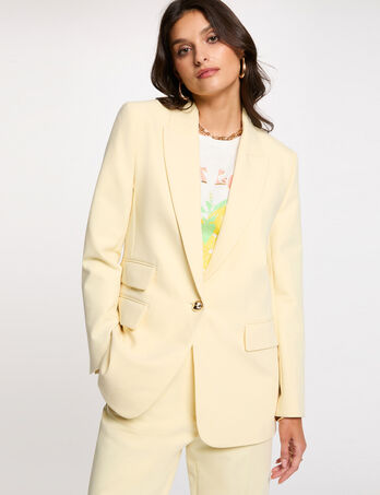 Chaqueta blazer amarillo pastel mujer