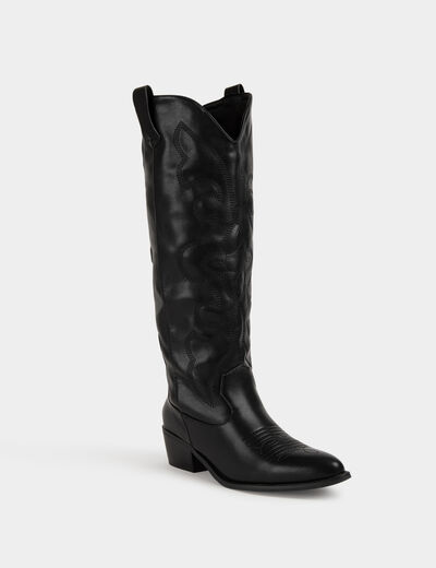 Botines estilo western tacones negro mujer