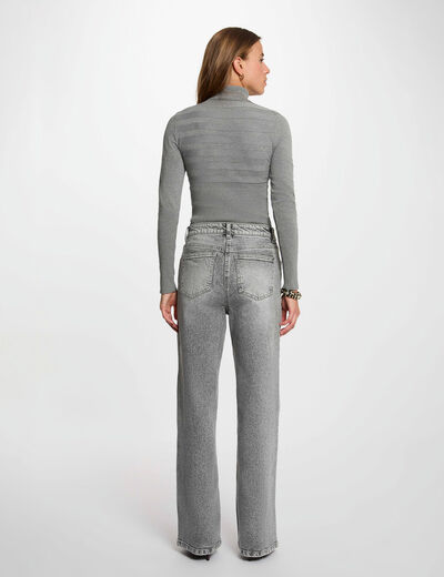 Jersey de cuello alto ajustado gris claro mujer