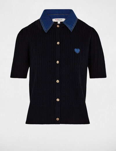 Jersey con cuello vuelto azul marino mujer