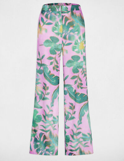 Pantal&oacute;n ancho de tiro alto multicolor mujer