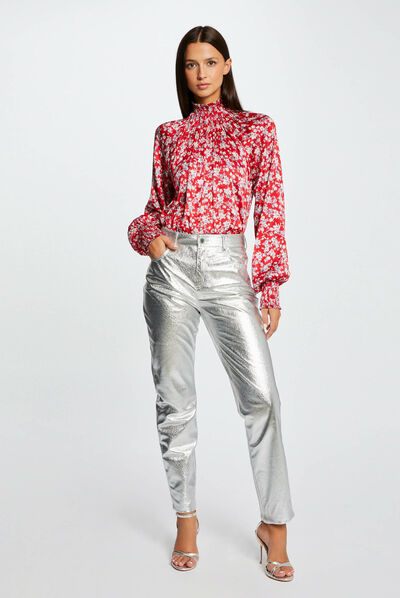 Blusa manga larga estampado floral multico mujer