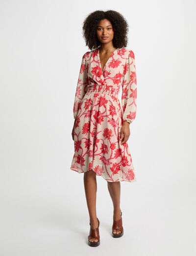 Vestido acampanado estampado multicolor mujer
