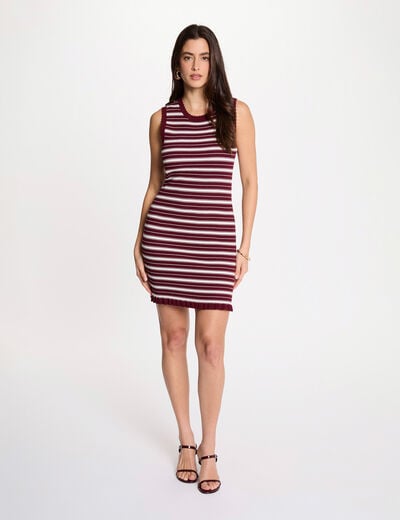 Vestido de punto sin mangas burdeos mujer