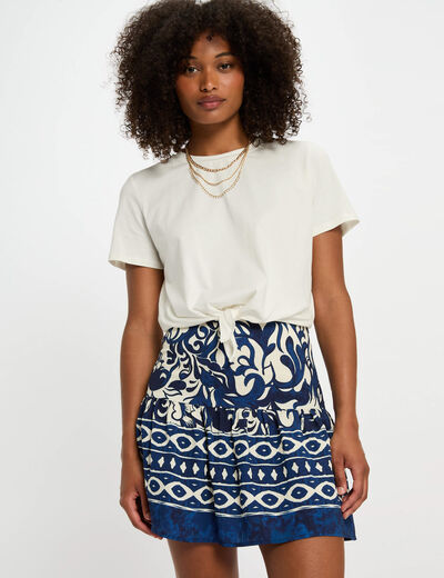 Falda corta estampado multicolor mujer