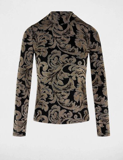 Camiseta de cuello alto negro mujer