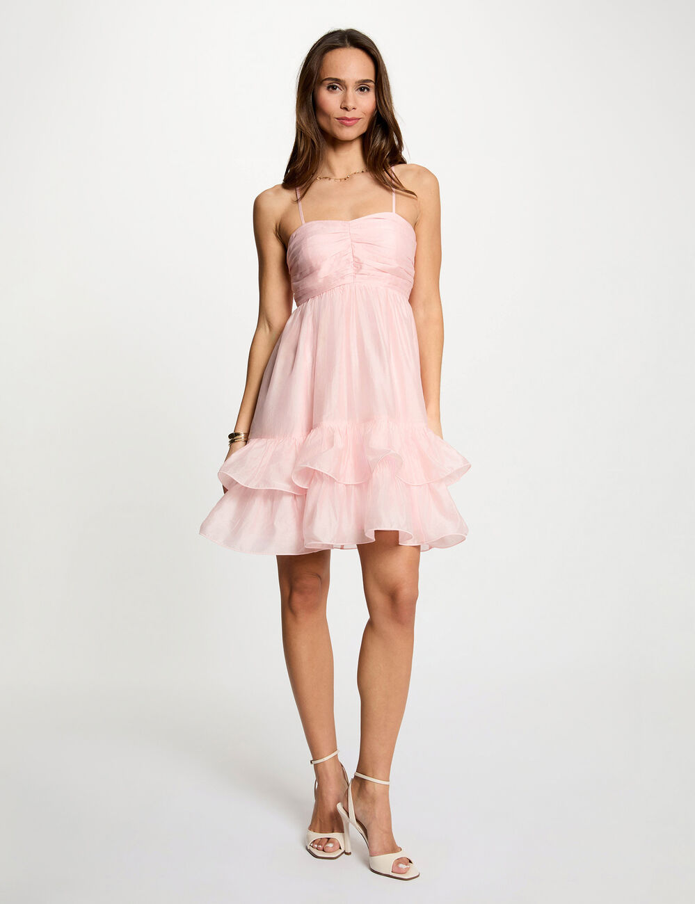Vestido corto de tul rosa pastel mujer