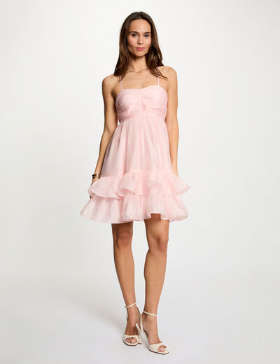 Vestido corto de tul rosa pastel mujer