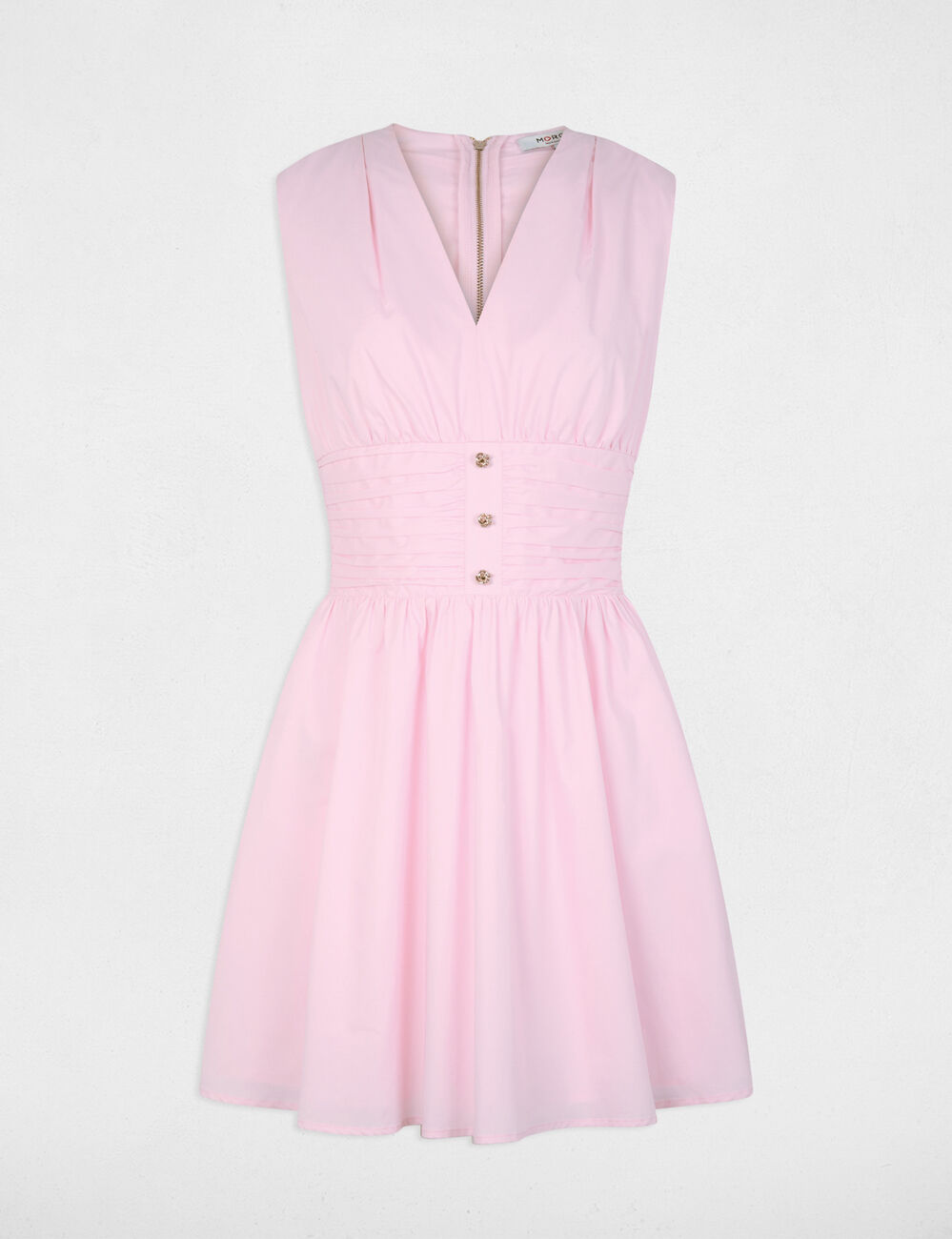 Vestido corto con cuello en v rosa mujer