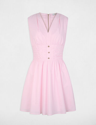 Vestido corto con cuello en v rosa mujer
