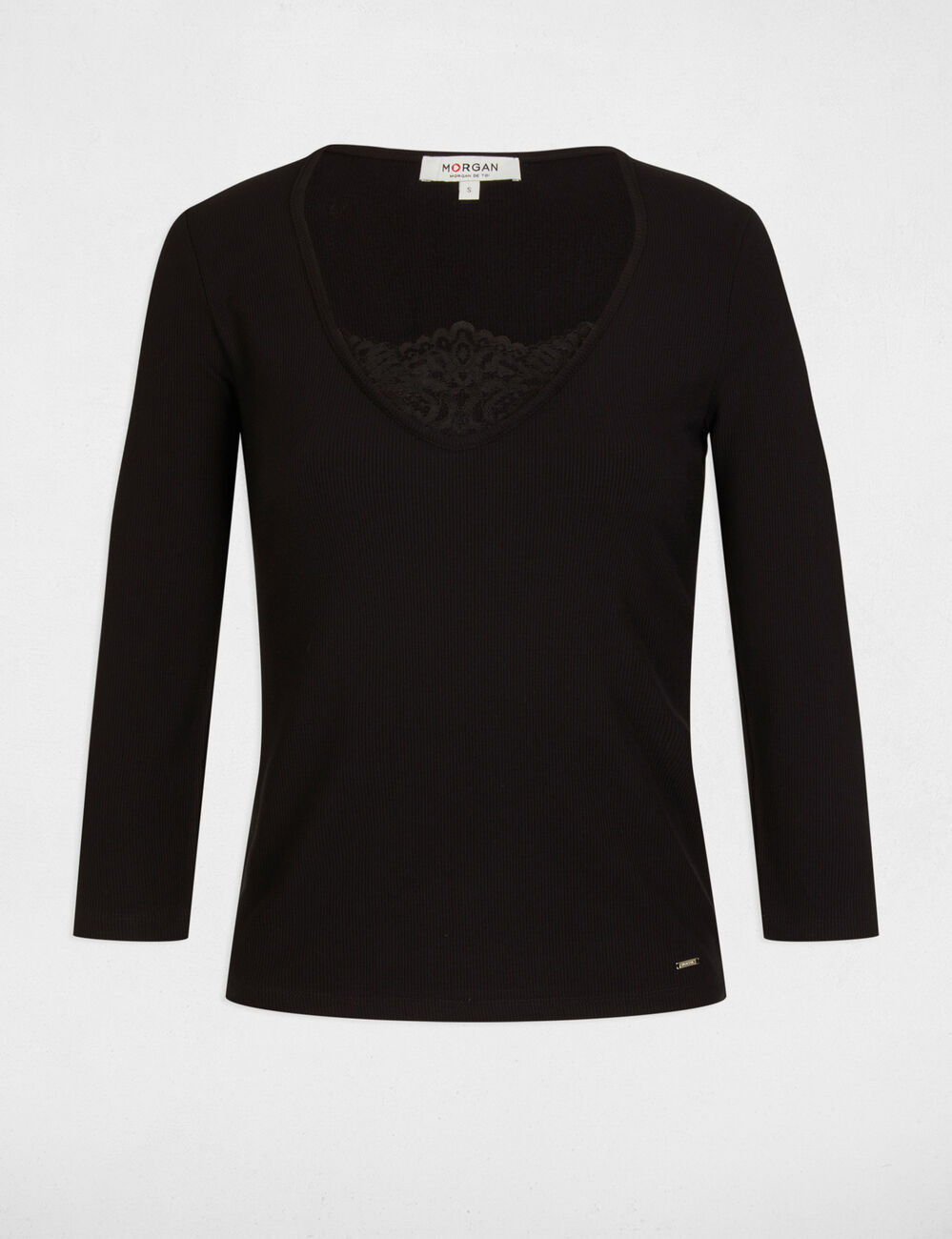 Camiseta manga 3/4 negro mujer