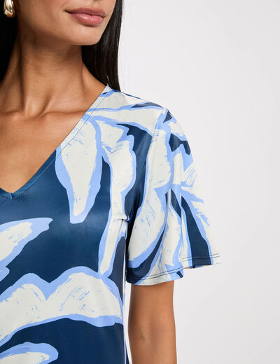 Vestido asim&eacute;trico estampado multicolor mujer