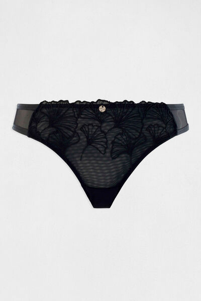 Slip de encaje negro mujer