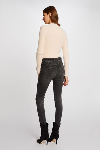 Jersey manga larga punto aterciopelado beige mujer