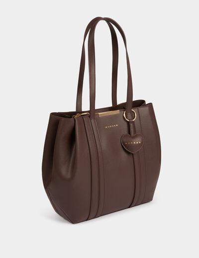 Bolso tote de piel sint&eacute;tica marr&oacute;n oscuro mujer