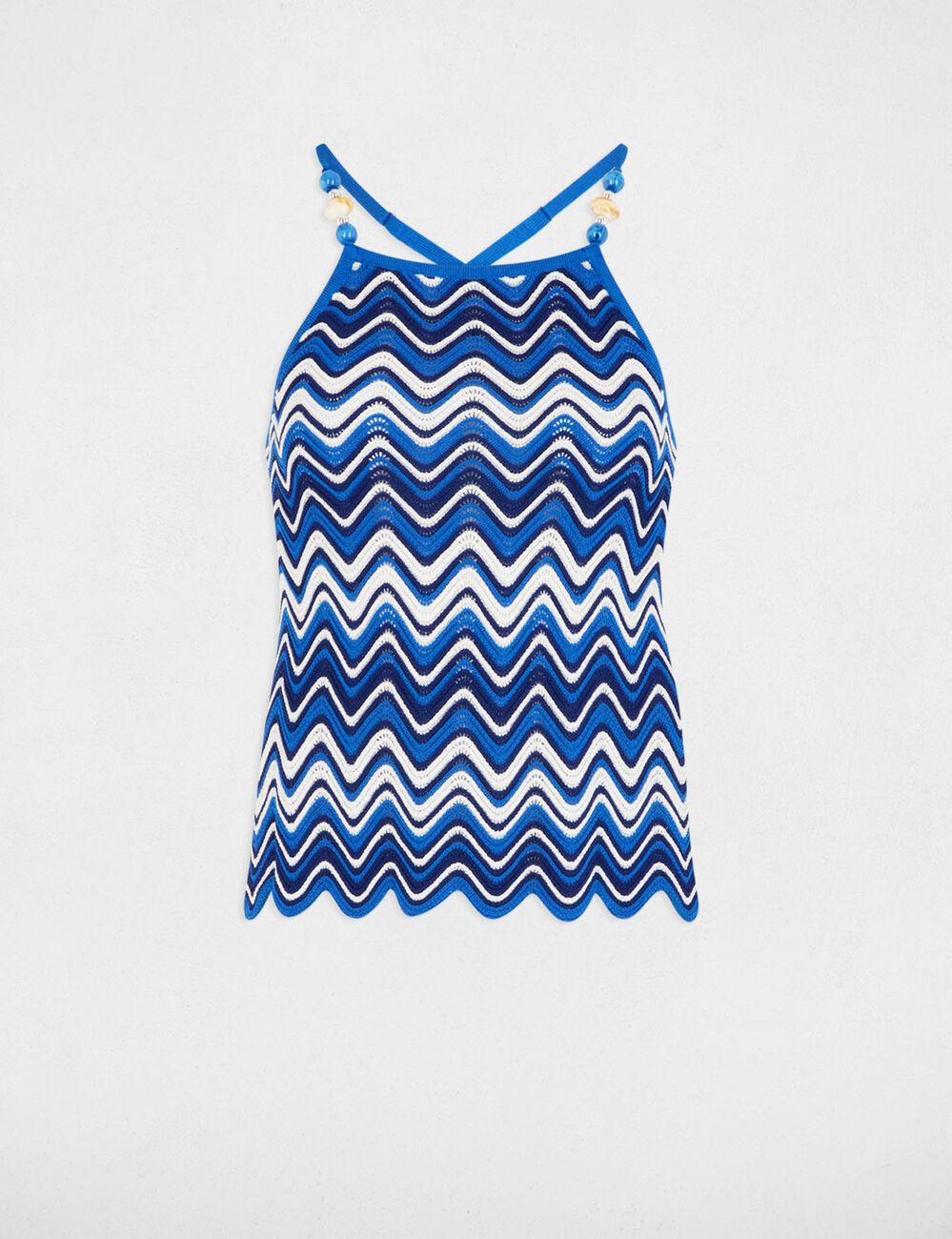 Top punto estampado azul eléctrico mujer