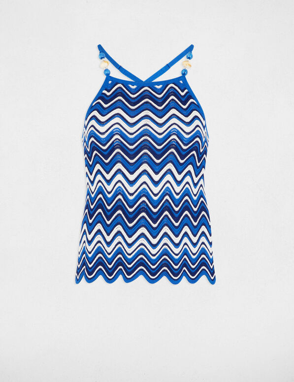 Top punto estampado azul eléctrico mujer
