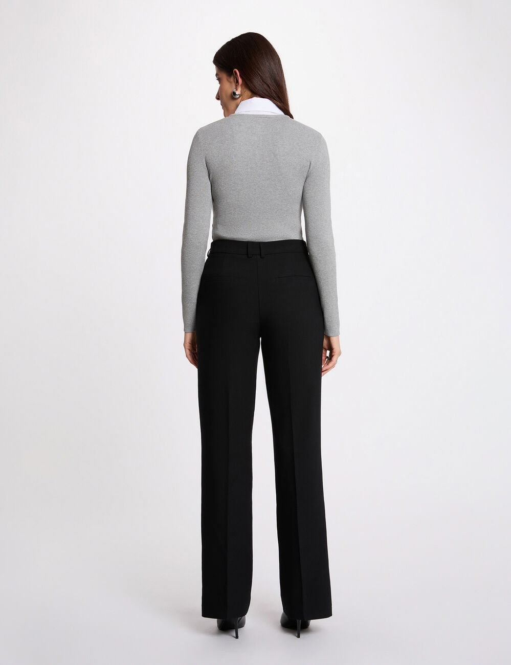 Jersey 2 en 1 con cuello vuelto gris claro mujer