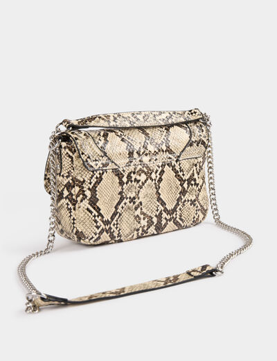 Bolso estampado de pitón arena mujer