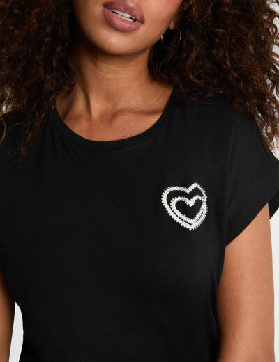 Camiseta de manga corta negro mujer