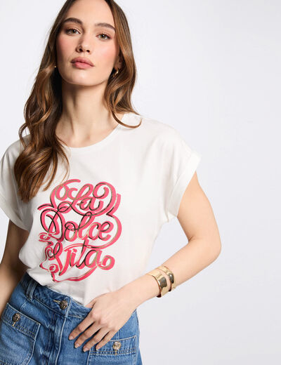 Camiseta con mensaje blanco mujer