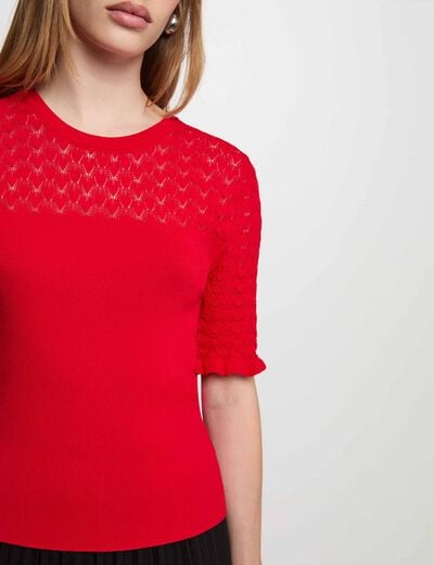 Jersey de mangas cortas rojo mujer