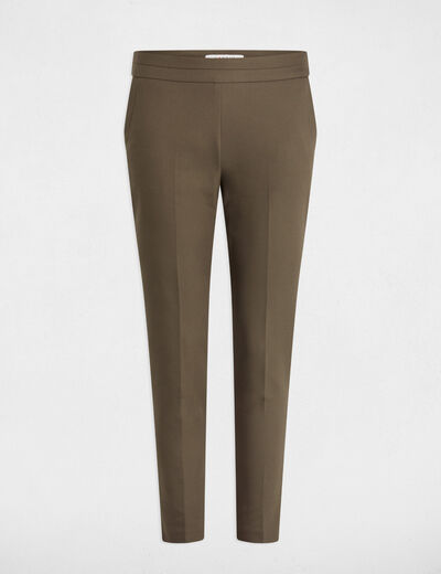 Pantalón cigarette estilo corto verde caqui mujer