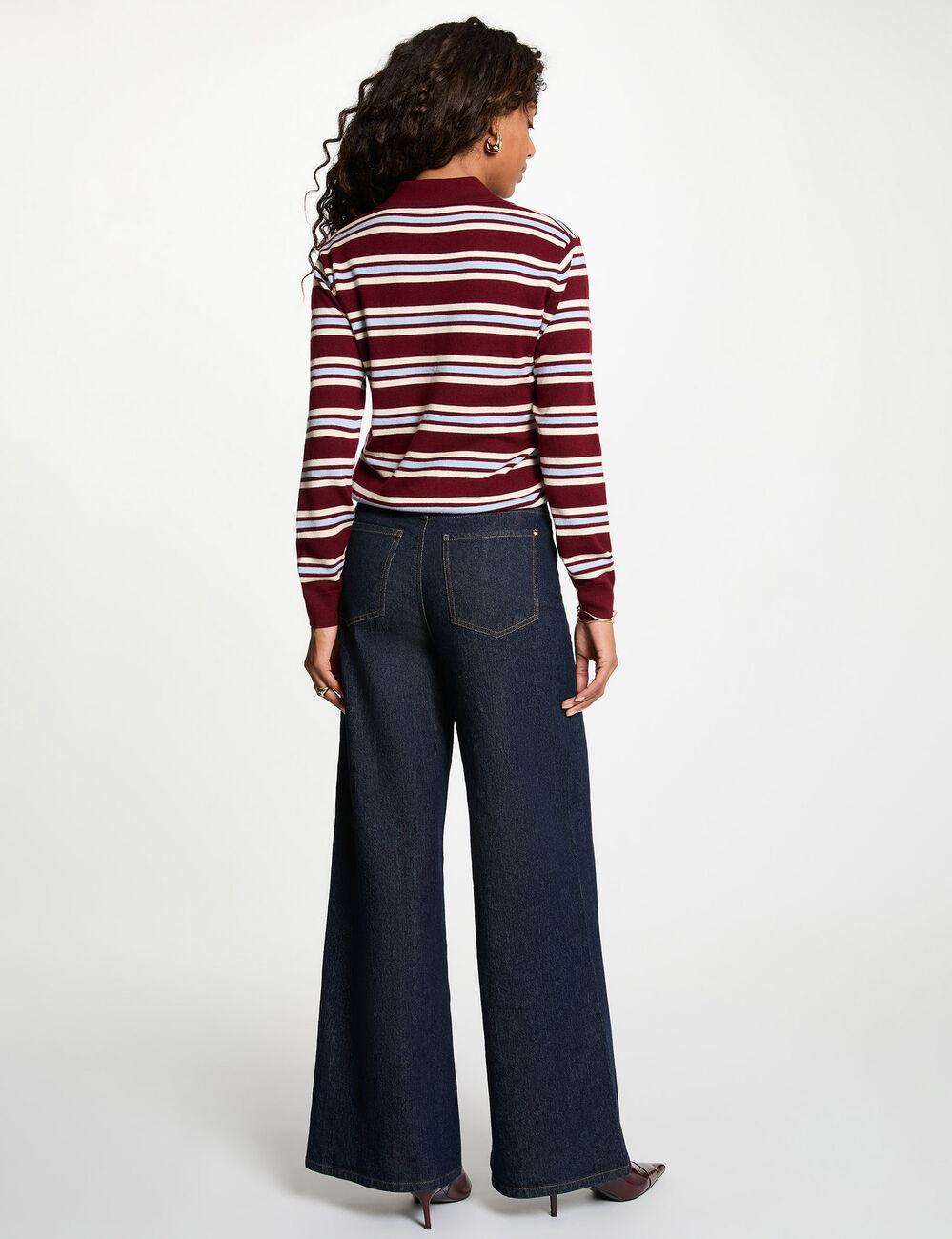 Jersey con cuello vuelto burdeos mujer