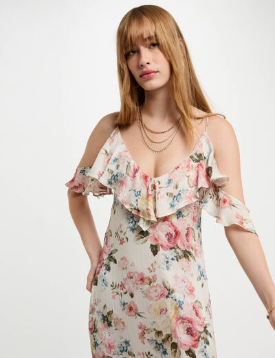 Vestido largo recto estampado multicolor mujer