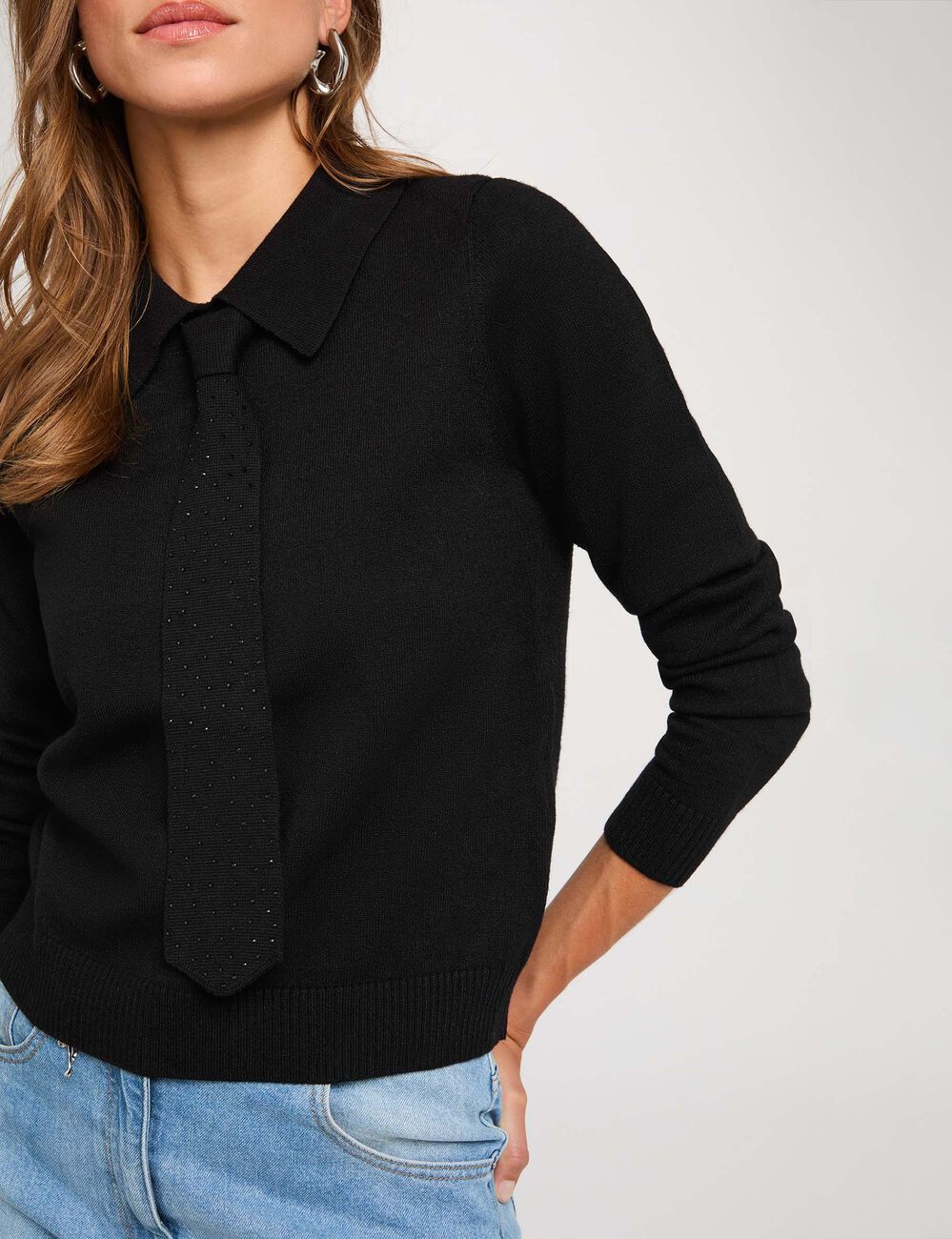 Jersey con cuello vuelto negro mujer