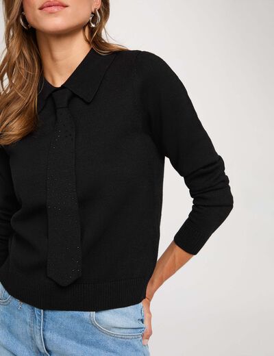 Jersey con cuello vuelto negro mujer