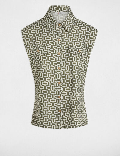 Blusa manga corta blanco mujer