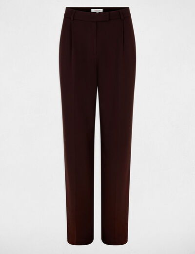 Pantal&oacute;n ancho de tiro alto marr&oacute;n oscuro mujer