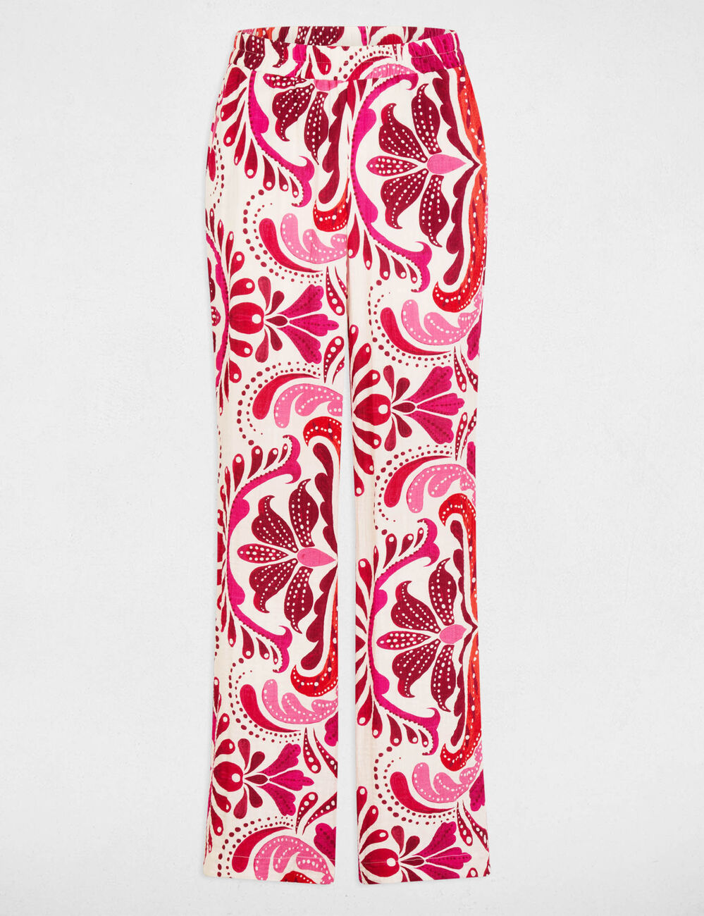 Pantal&oacute;n recto fluido multicolor mujer