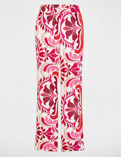 Pantal&oacute;n recto fluido multicolor mujer