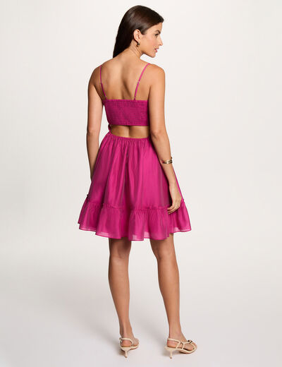 Vestido corto espalda abierta rosa frambuesa mujer