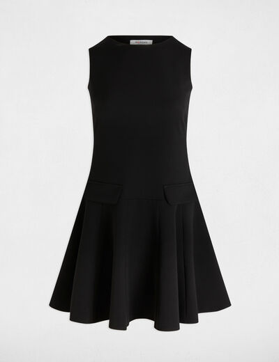 Vestido corto evasé negro mujer