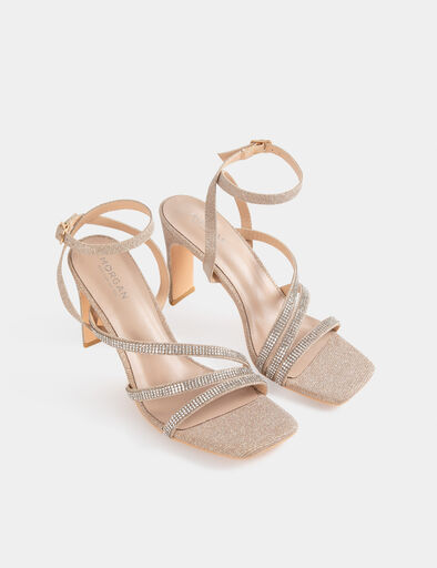 sandalias de tacon con lentejuelas arena mujer Sandalias de tacón con lentejuelas arena mujer