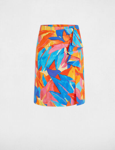 Falda ajustada estampada multicolor mujer