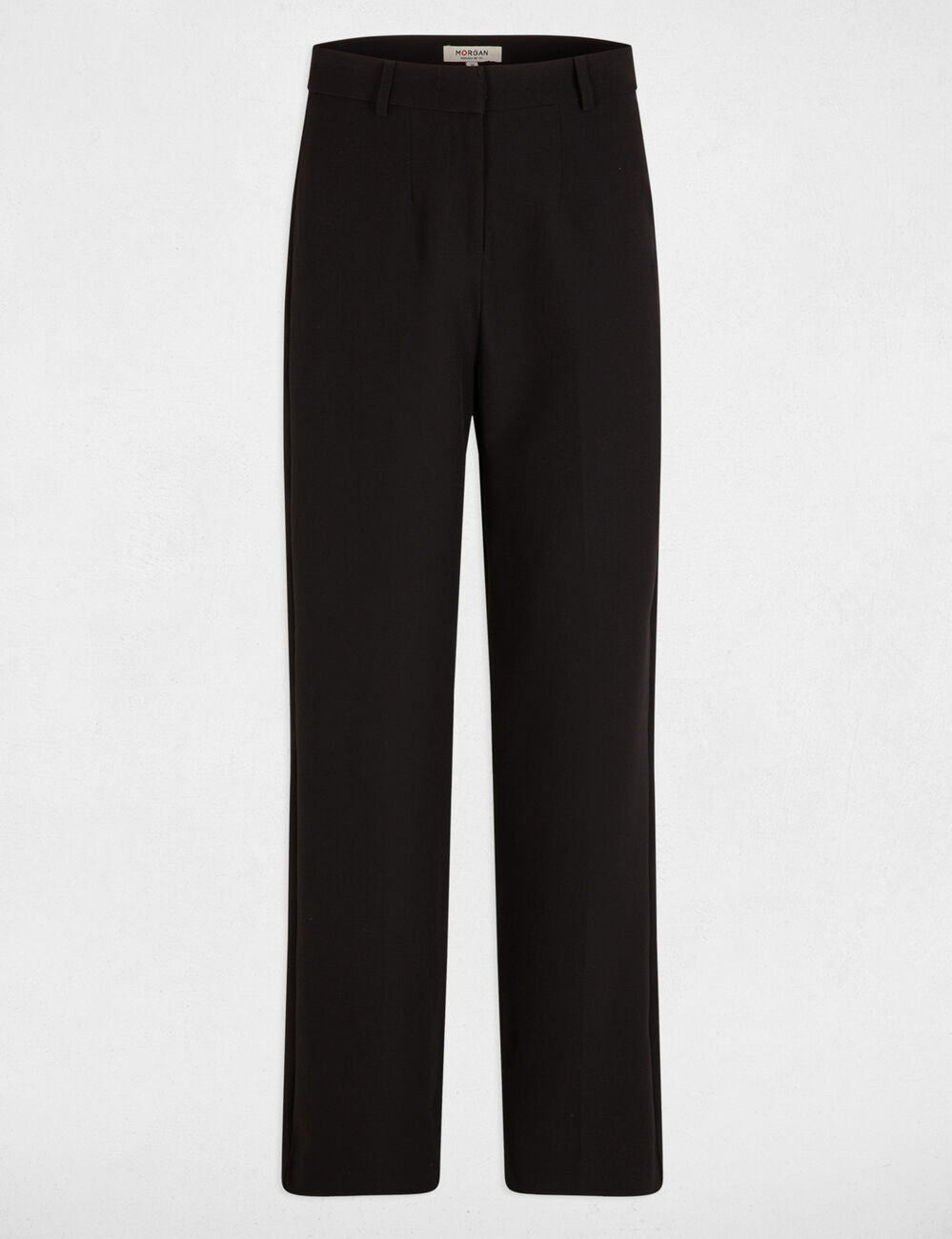 Pantalón recto con pinzas negro mujer
