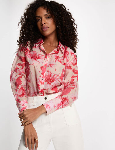 Camisa con cuello vuelto multicolor mujer
