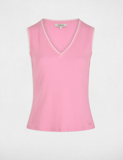 Top sin manga rosa mujer